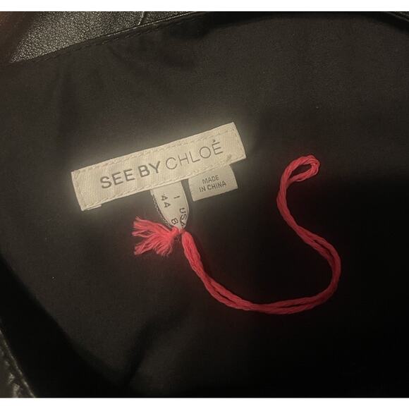 See by Chloe Womens 8 Black Soft Leather Button Lined Sleeveless Mini Dress NWOT - Picture 3 of 5